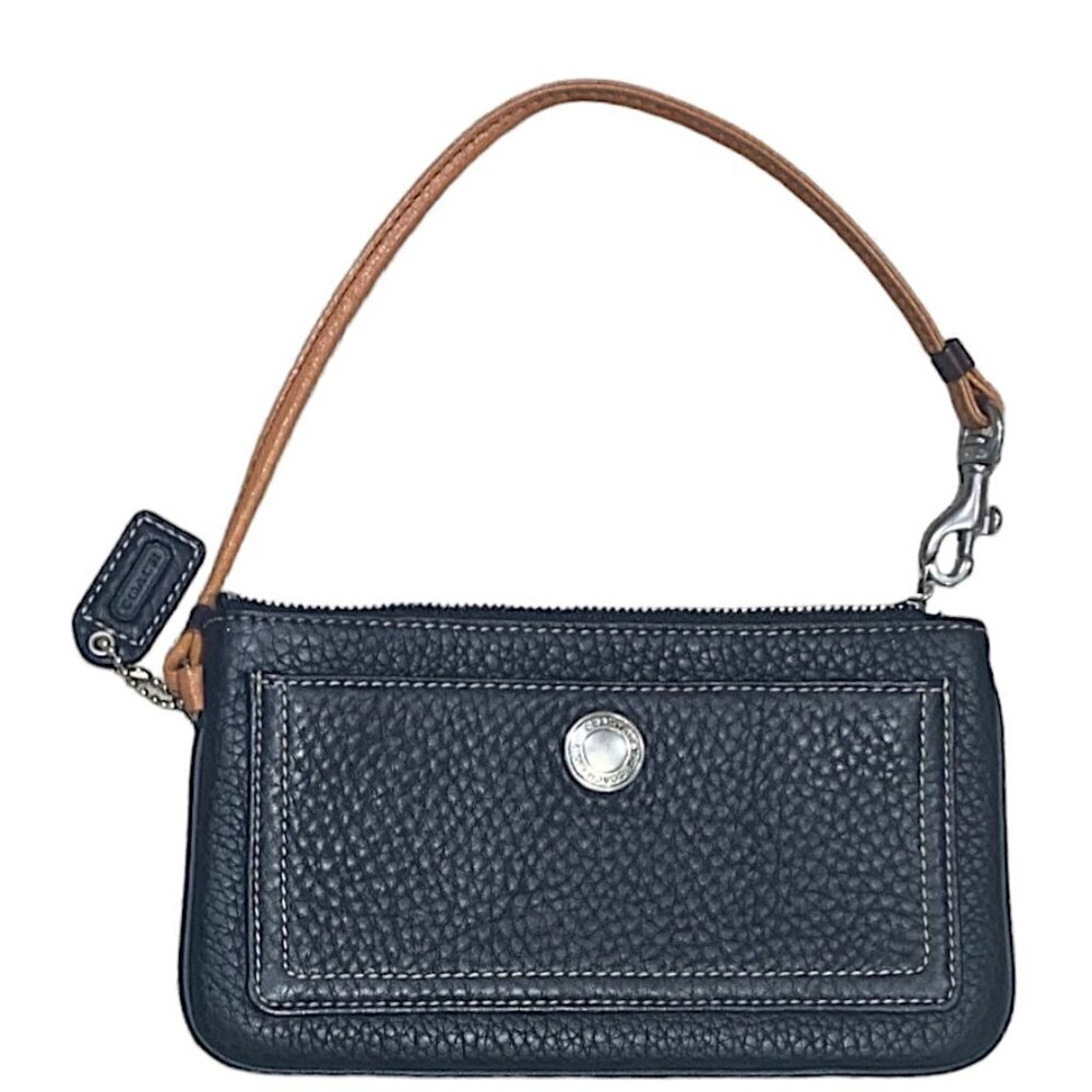 COACH Black Leather Zip Close Wristlet Wallet - Picture 7 of 9